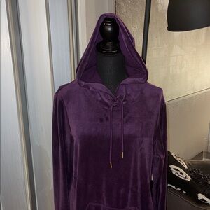 Calvin Klein Purple Velour Hoodie Dress